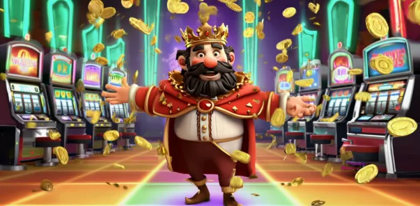 SpinRise Casino – Jubelnder König vor Roulette und Chips im Hintergrund