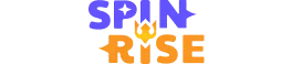 SpinRise Casino – Offizielles orangefarbenes Logo für den Footer auf schwarzem Hintergrund