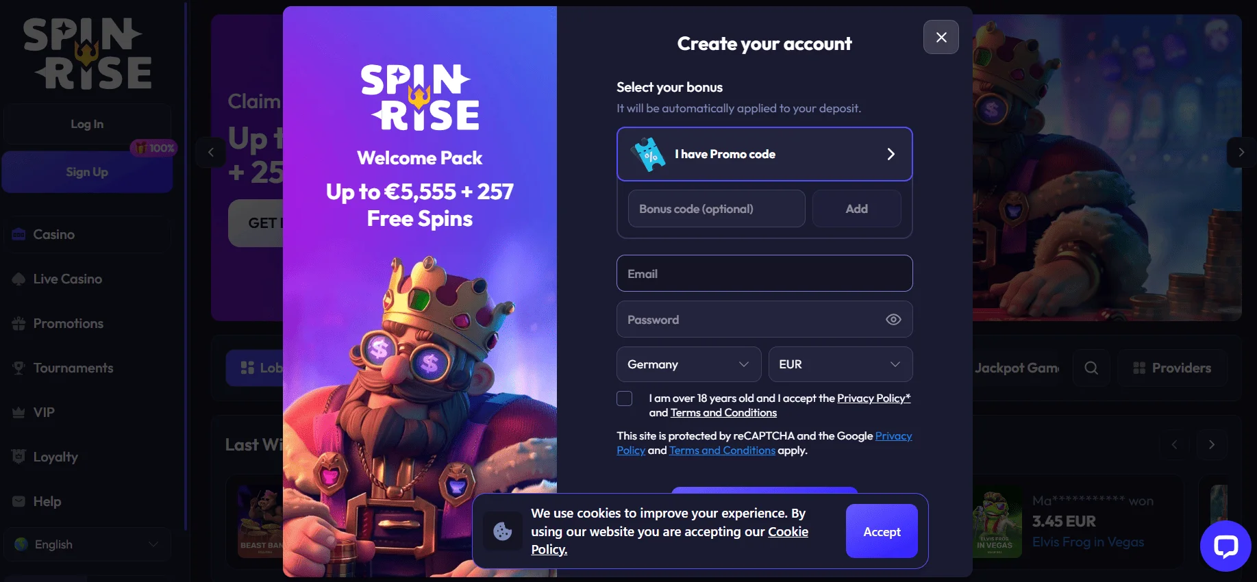 SpinRise Casino Registration Process in 2026